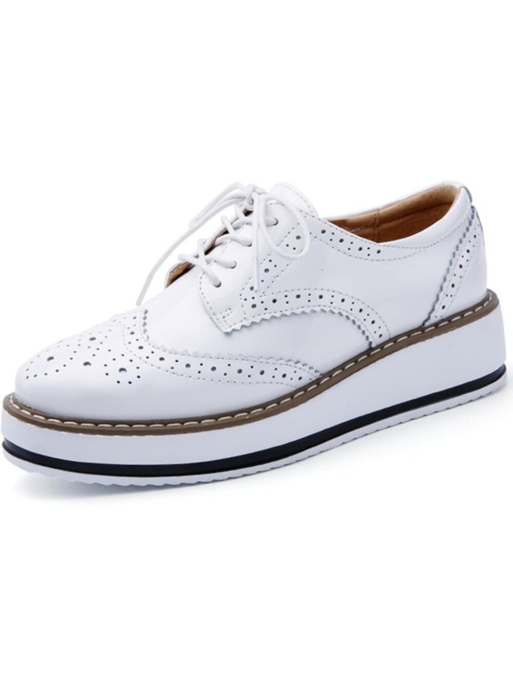 Stylish Women's Platform Lace-Up Wingtips Oxfords Shoes - Square Toe Design